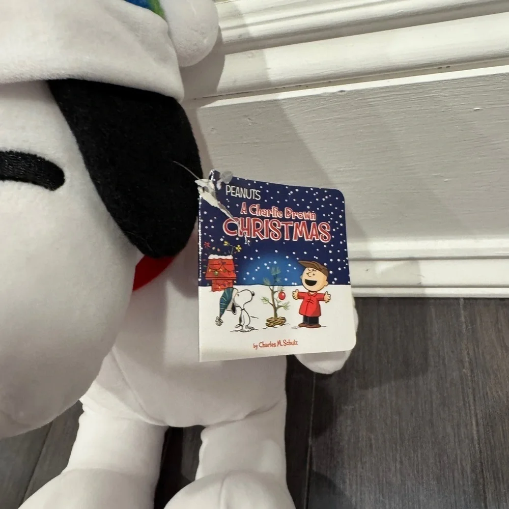 NWT Peanuts Snoopy Christmas Plush with Red Scarf-Charlie Brown